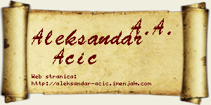 Aleksandar Acić vizit kartica